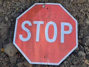 lot 55 image: Used Stop Sign - Reflective Octagonal Traffic Sign