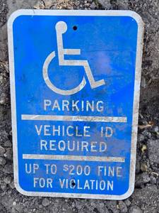 lot 56 image: Used Handicap Parking Sign - Aluminum with Vehicle ID Requirement