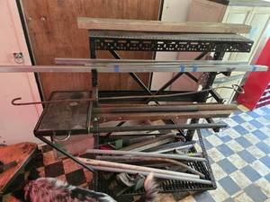 lot 82 image: Steel Storage Cart and Assorted Steel and Pipes
