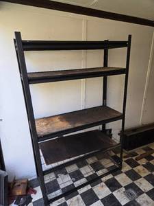lot 98 image: Used Industrial Metal Shelving Unit - 4 Tier Storage Rack