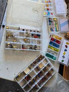 lot 136 image: Assorted Electrical Connectors and Fuses - Group of 5 Plastic Organizer Boxes