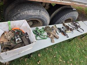lot 275 image: Assorted Used Strap and Tie Down Gear - Used, none are complete and some are torn.