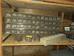 lot 316 image: Storage Cabinet with Plastic Roll DrawersCubbies