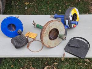 lot 329 image: Assortment of 4 Plumbing Tools - Drain Cleaners and Accessories