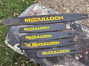lot 361 image: Set of 5 McCulloch Chainsaw Bars - Various Sizes See Pictures