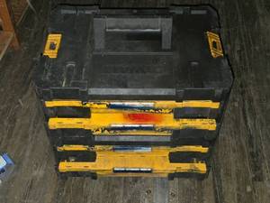 lot 395 image: Set of 2 Used Dewalt Stackable Storage Boxes with Drawers