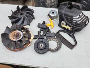 lot 435 image: Assortment of Lawn Equipment Parts - Blades, Covers and More