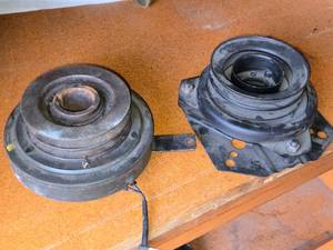 lot 461 image: Set of 2 Used Automotive Drive Pulleys with Mounting Brackets