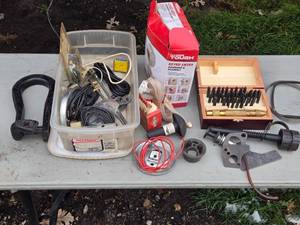 lot 485 image: Assortment of Tools and Hardware - Includes Partial Punch Set and Used Keyed Entry Hardware
