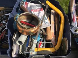 lot 139 image: Misc Tool Box - Lot Saws - Hammers - Wrenches - Trowels