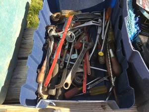 lot 142 image: MIsc Tool Box Lot - Wrenches - Screwdrivers - Pliers