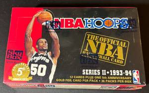 lot 8A image: 1993-94 NBA Hoops Series II Factory Sealed 36 Pack Box Basketball Cards