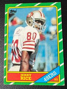 lot 6 image: Jerry Rice RC 1986 Topps #161 Rookie Vintage Football Card