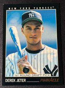 lot 16 image: Derek Jeter RC1993 Pinnacle 1st Round Draft Pick #457 Rookie Baseball Card