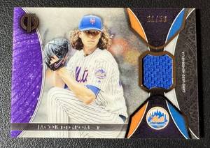 lot 27 image: Jacob Degrom Game Used Relic 50 2017 Topps Certified Tribute #TR-JDE, numbered 2150, Baseball Card