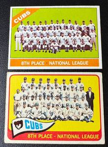 lot 32 image: 2 Card Chicago Cubs Vintage Team Card Lot - 1965 Topps #91 and 1966 #204 Vintage Baseball Cards