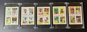 lot 6A image: Hank Aaron 5 Card 1974 Topps Hank Aaron Special #2, 3, 4, 5, 6 in Cases - Vintage Baseball Cards