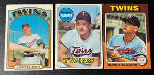lot 9A image: 3 Card Harmon Killebrew Vintage Card Lot - 1969, 1972, 1975 Minnesota Twins Baseball Cards