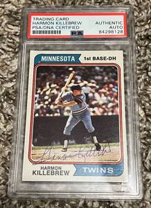 lot 5E image: Harmon Killebrew Signed with PSA COA 1974 Topps Vintage Minnesota Twins Baseball Card
