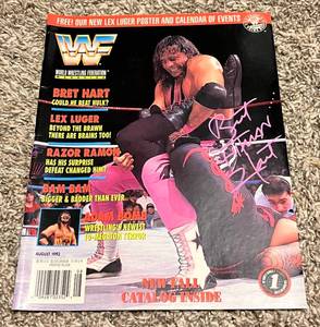 lot 10E image: Brett The Hitman Hart Signed WWF Magazine