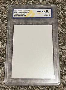 lot 12E image: Kirby Puckett Error Blank Front Graded 10 Gem Mint 1991 Topps Minnesota Twins Baseball Card