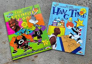 lot 15B image: (2) Michael Jordan Giant Space Jam Coloring and Activity Books - Basketball