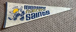 lot 1C image: Vintage Minnesota Fighting Saints Hockey Pennant