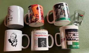 lot 55D image: Lot of 6 Minnesota Sports Mugs and Wild Shot Glass - Nort Stars, Twins