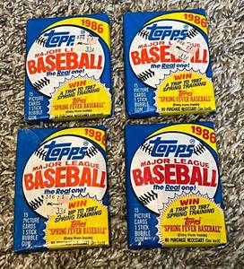 lot 57 image: (4) 1986 Topps Baseball Wax Packs - Baseball Cards