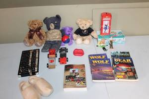 lot 7 image: Assorted Vintage Toys and Dolls Lot - Plush Bears, Books, and More