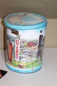 lot 13 image: Vintage Chicago-Themed Tin Bucket with Assorted Magazines and Catalog