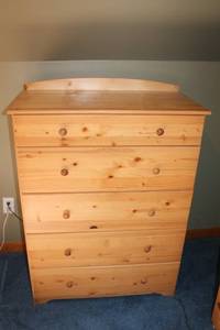 lot A-37 image: Natural Wood Dressers - 5-Drawer Pine Chest of Drawers