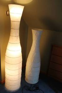 lot 41 image: Set of 2 Vintage Floor Lamps - White Paper Shade