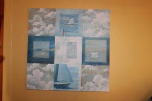 lot 83 image: Oceanic Themed Canvas Art - Framed Multi-Piece Painting