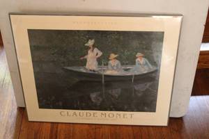 lot 95 image: Framed Claude Monet Print - La Barque  Giverny 1887