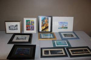 lot 105 image: Collection of 9 Framed Art Prints - Includes Nautical and Ocean Themes