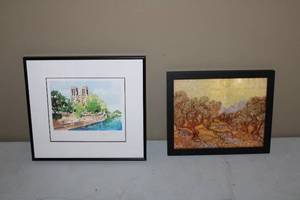 lot 107 image: Collection of 2 Framed Art Prints - Landscape and Floral Theme