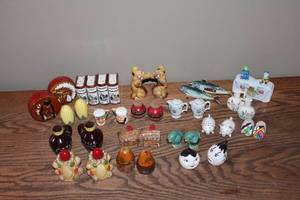 lot 157 image: Assortment of Vintage Salt and Pepper Shakers - Unique Designs