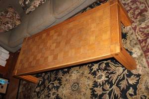 lot 163 image: Vintage Checkerboard Coffee Table - Wooden with Natural Finish