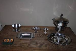 lot 187 image: Collection of Vintage Silver Serving Dishware - Assorted Pieces