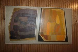 lot 229 image: Large Abstract Artwork with Geometric Shapes