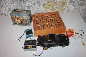 lot A-234 image: Vintage Lot of Retro Toys - Muppet Lunchbox, Maze Game, Remote Control Car, and More