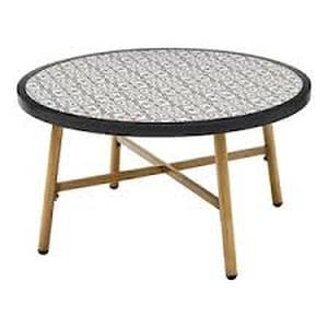 Hampton Bay Mix and Match Round Metal Outdoor Coffee Table with Ceramic Tile Top  Customer Returns See Pictures