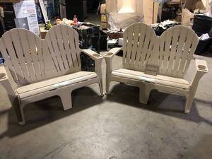 Lot of Stylewell Adirondack Bench Putty Beiger One Unit Slightly Damaged Customer Returns See Pictures