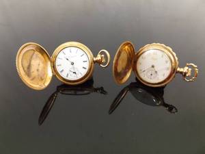 lot 108 image: 2 Vintage Elgin etc. Gold Filled Pocket Watches