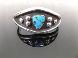 lot 133 image: .925 Sterling Silver Large Navajo Turquoise Open Cuff Bracelet
