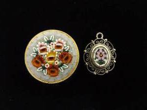 lot 149 image: 2 Vintage Italy Micro Mosaic Brooches