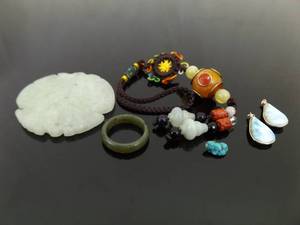 lot 150 image: Lot of Misc Jade, Larimar, etc Jewelry Pieces