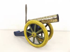 lot 2 image: 1930s BIG VICTORY Working Larger Tin Toy Compression Cannon