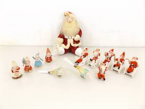 lot 7 image: RARE Antique Santa, Figurines, Clip Bird Ornaments, etc.